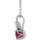 Lab Ruby Gem in Platinum Lab Ruby and 0.10 Carat Diamond 16 inch Necklace