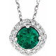 Shop Platinum Emerald and .08 Carat Diamond 18 inch Necklace