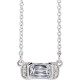 14K White 0.50  Carat Natural Diamond Bar 16 inch Necklace