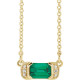 14K Yellow Natural Emerald & .02 CTW Natural Diamond Bar 16" Necklace