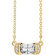 14 Karat Yellow Gold Natural White Sapphire and .02 Carat Natural Diamond Bar 16 inch Necklace