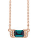 14 Karat Rose Gold Lab Grown Alexandrite and .02 Carat Natural Diamond Bar 16 inch Necklace