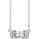 Sterling Silver Natural White Sapphire and .02 Carat Natural Diamond Bar 16 inch Necklace