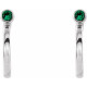 Sterling Silver 3 mm Round Grown Emerald Huggies