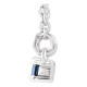 Lab Sapphire Gem in PlatinumLab Created Sapphire and 0.20 Carat Diamond Bar 16 inch Necklace