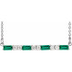 Created Emerald Necklace in Sterling Silver Created Emerald and 0.20 Carat Diamond Bar 16 inch Necklace