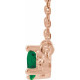 Lab Emerald Gem in 14 Karat Rose Gold Lab Emerald and 0.10 Carat Diamond Bar 16 inch Necklace