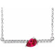 Lab Ruby Gem in 14 Karat White Gold Lab Ruby and 0.10 Carat Diamond Bar 16 inch Necklace