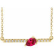 Created Ruby Necklace in 14 Karat Yellow Gold Lab Ruby and 0.10 Carat Diamond Bar 16 inch Necklace