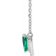 Created Emerald Necklace in Platinum Lab Emerald and .06 Carat Diamond 18 inch Necklace