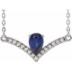 Genuine Sapphire Necklace in 14 Karat White Gold Genuine Sapphire & .06 Carat Diamond 18" Necklace      