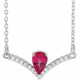 Lab Ruby Gem in Sterling Silver Lab Ruby and .06 Carat Diamond 18 inch Necklace