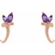 14 Karat Rose Gold Amethyst Floral Inspired J Hoop Earrings