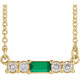 Lab Grown Emerald Gem set in 14 Karat Yellow Gold and 0.20 Carat Diamond 18 inch Necklace