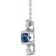 Created Sapphire Necklace in Sterling Silver Lab  Sapphire and 0.25 Carat Diamond 16 inch Necklace