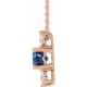 Created Sapphire Necklace in 14 Karat Rose Gold Lab Sapphire and 0.25 Carat Diamond 16 inch Necklace