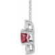 Lab Ruby Gem in Sterling Silver Lab Ruby and 0.25 Carat Diamond 16 inch Necklace