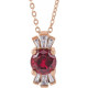 Lab Ruby Gem in 14 Karat Rose Gold Lab Ruby and 0.16 Carat Diamond 16 inch Necklace