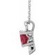 Lab Ruby Gem in 14 Karat White Gold Lab Ruby and 0.16 Carat Diamond 16 inch Necklace