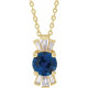 Created Sapphire Necklace in 14 Karat Yellow Gold Lab Sapphire and 0.16 Carat Diamond 16 inch Necklace