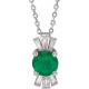 Created Emerald Necklace in Platinum Lab Emerald and 0.16 Carat Diamond 16 inch Necklace