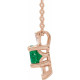 Lab Grown Emerald Gem set in 14 Karat Rose Gold and 0.16 Carat Diamond 16 inch Necklace