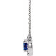 Lab Sapphire Gem in Platinum 3 mm Round Lab  Sapphire and .03 Carat Diamond 18 inch Necklace
