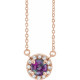 14 Karat Rose Gold 3.5 mm  and .04 Carat Diamond 16 inch Necklace