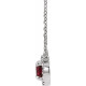 Lab Ruby Gem in 14 Karat White Gold 4 mm Round Lab Ruby and.06 Carat Diamond 18 inch Necklace