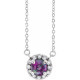 Created Alexandrite Necklace in Sterling Silver 4 mm  and .06 Carat Diamond 18 inch Necklace