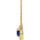 Created Sapphire Necklace in 14 Karat Yellow Gold 4.5 mm Round Lab Sapphire and .06 Carat Diamond 16 inch Necklace