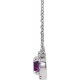 Created Alexandrite Necklace in Platinum 5 mm  and 0.10 Carat Diamond 18 inch Necklace