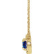 Created Sapphire Necklace in 14 Karat Yellow Gold 5.5 mm Round Lab Sapphire and 0.12 Carat Diamond 18 inch Necklace