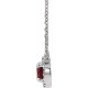 Lab Ruby Gem in Sterling Silver 5.5 mm Round Lab Ruby and 0.12 Carat Diamond 16 inch Necklace