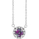 Created Alexandrite Necklace in 14 Karat White Gold 6.5 mm  and 0.16 Carat Diamond 18 inch Necklace