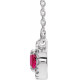 Lab Ruby Gem in Sterling Silver 5x3 mm Oval Lab Ruby and .05 Carat Diamond 16 inch Necklace