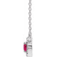 Created Ruby Necklace in Platinum 6x4 mm Oval Lab Ruby and 0.10 Carat Diamond 16 inch Necklace