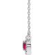 Lab Ruby Gem in Sterling Silver 6x4 mm Oval Lab Ruby and 0.10 Carat Diamond 16 inch Necklace