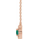 Lab Grown Emerald Gem set in 14 Karat Rose Gold 7x5 mm Oval Cut and 0.16 Carat Diamond 16 inch Necklace