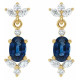 14 Karat Yellow Gold Lab Grown Blue Sapphire and 0.33 Carat Natural Diamond Earrings
