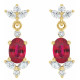 14 Karat Yellow Gold Lab Grown Ruby and 0.33 Carat Natural Diamond Earrings