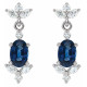 14 Karat White Gold Lab Grown Blue Sapphire and 0.33 Carat Natural Diamond Earrings