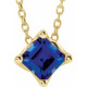 Created Sapphire Necklace in 14 Karat Yellow Gold 4.5x4.5 mm Square Lab Sapphire Solitaire 16 inch Necklace