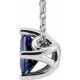 Lab Sapphire Gem in Sterling Silver 4.5x4.5 mm Square Lab  Sapphire Solitaire 16 inch Necklace