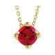 Created Ruby Necklace in 14 Karat Yellow Gold 5 mm Round Lab Ruby Solitaire 16 inch Necklace