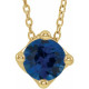 Created Sapphire Necklace in 14 Karat Yellow Gold 6 mm Round Lab Sapphire Solitaire 16 inch Necklace
