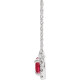 Lab Ruby Gem in 14 Karat White Gold 5x3 mm Pear Lab Ruby and 0.12 Carat Diamond 18 inch Necklace