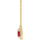 Created Ruby Necklace in 14 Karat Yellow Gold 5x3 mm Pear Lab Ruby and 0.12 Carat Diamond 16 inch Necklace