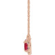 Lab Ruby Gem in 14 Karat Rose Gold 5x3 mm Pear Lab Ruby and 0.12 Carat Diamond 18 inch Necklace