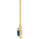 Created Sapphire Necklace in 14 Karat Yellow Gold 8x5 mm Pear Lab Sapphire and 0.20 Carat Diamond 16 inch Necklace